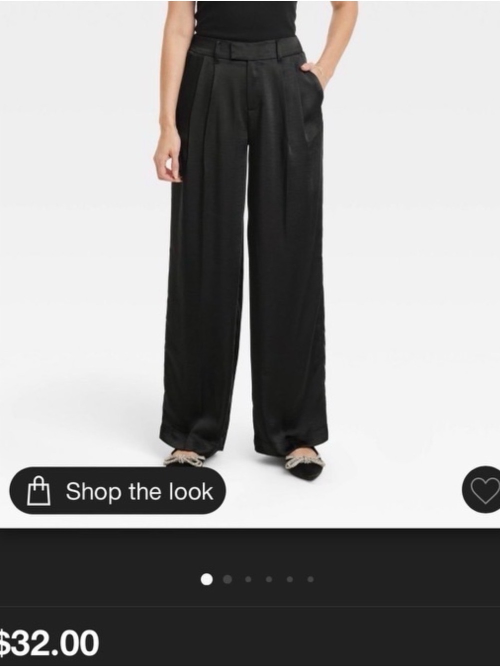 a new day Black Wide-Leg Satin Trousers